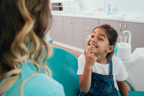 little girl at dentist office