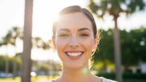 happy patient with partial dentures